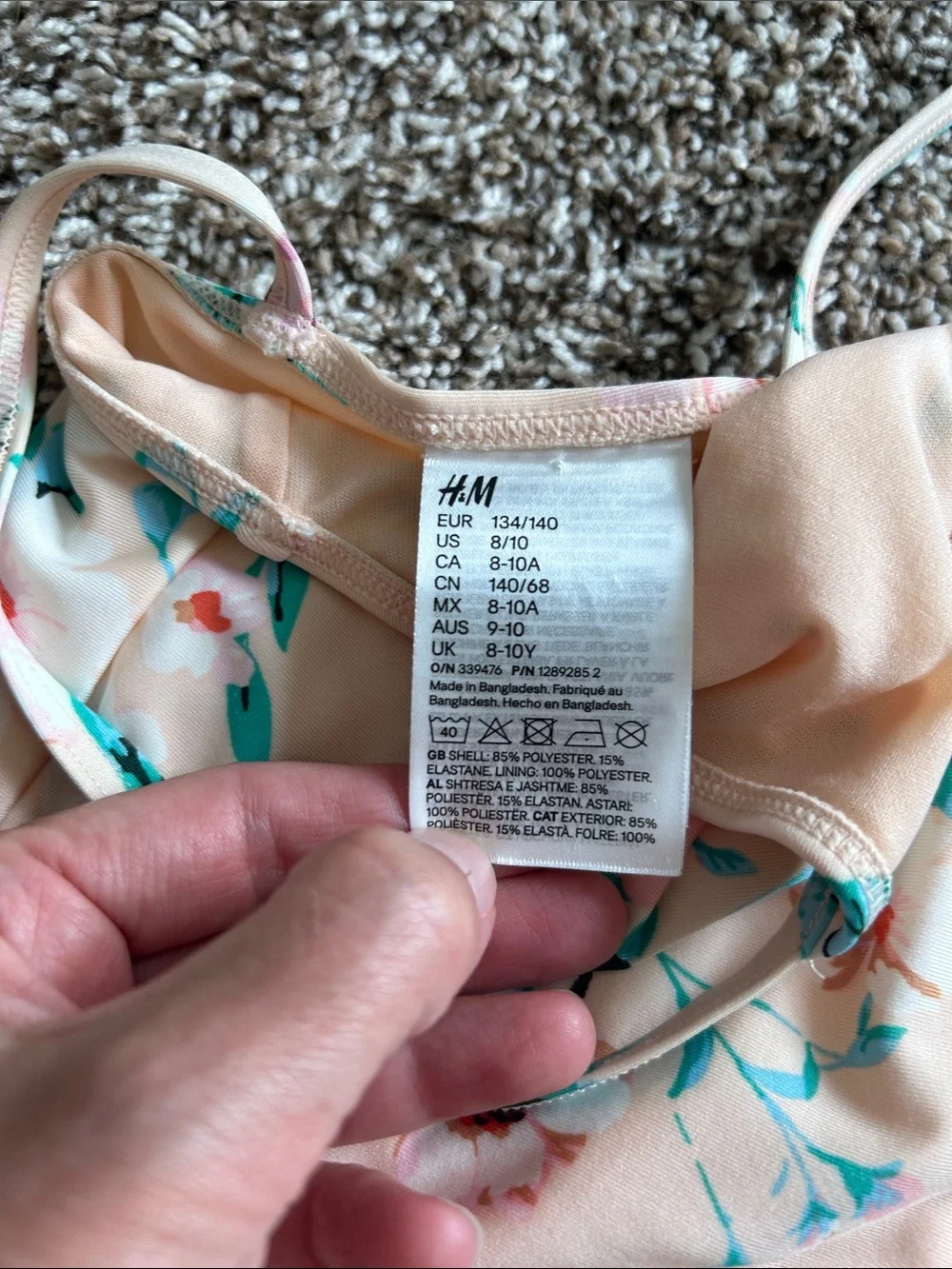 H&M Girls Floral One Piece Swimsuit 8/10